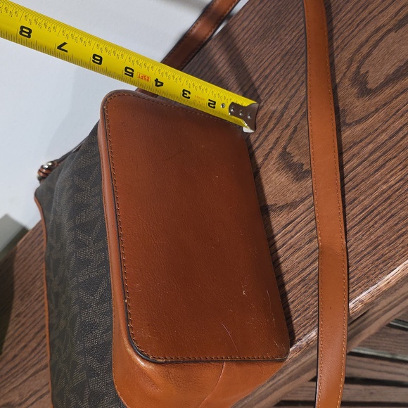 💥💥💥Michael Kors Brown MK Logo Chestnut Leather Accent Shoulder Bag Crossbody - Picture 16 of 16